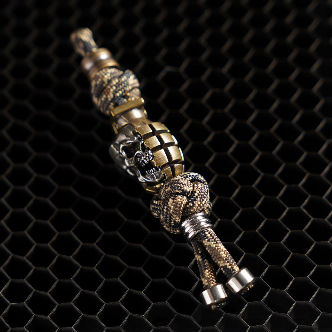 Handmade Skull Grenade Paracord Pendant